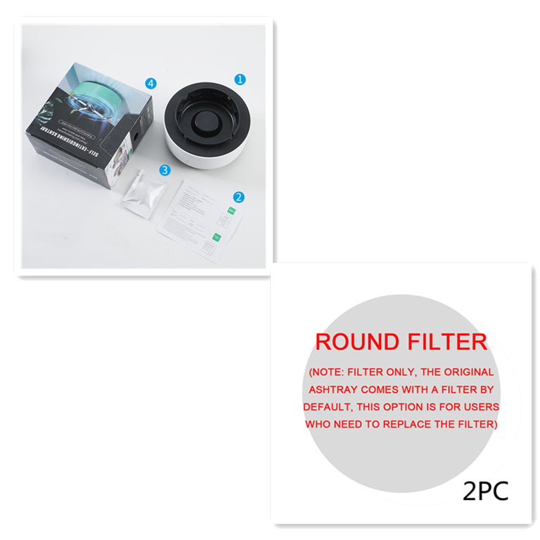 Portable smoke-filtering ashtray and replacement filter options, view 22