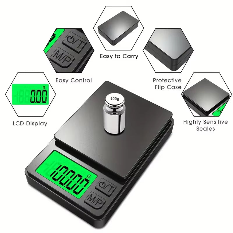Digital pocket scale with backlit LCD display, view 6