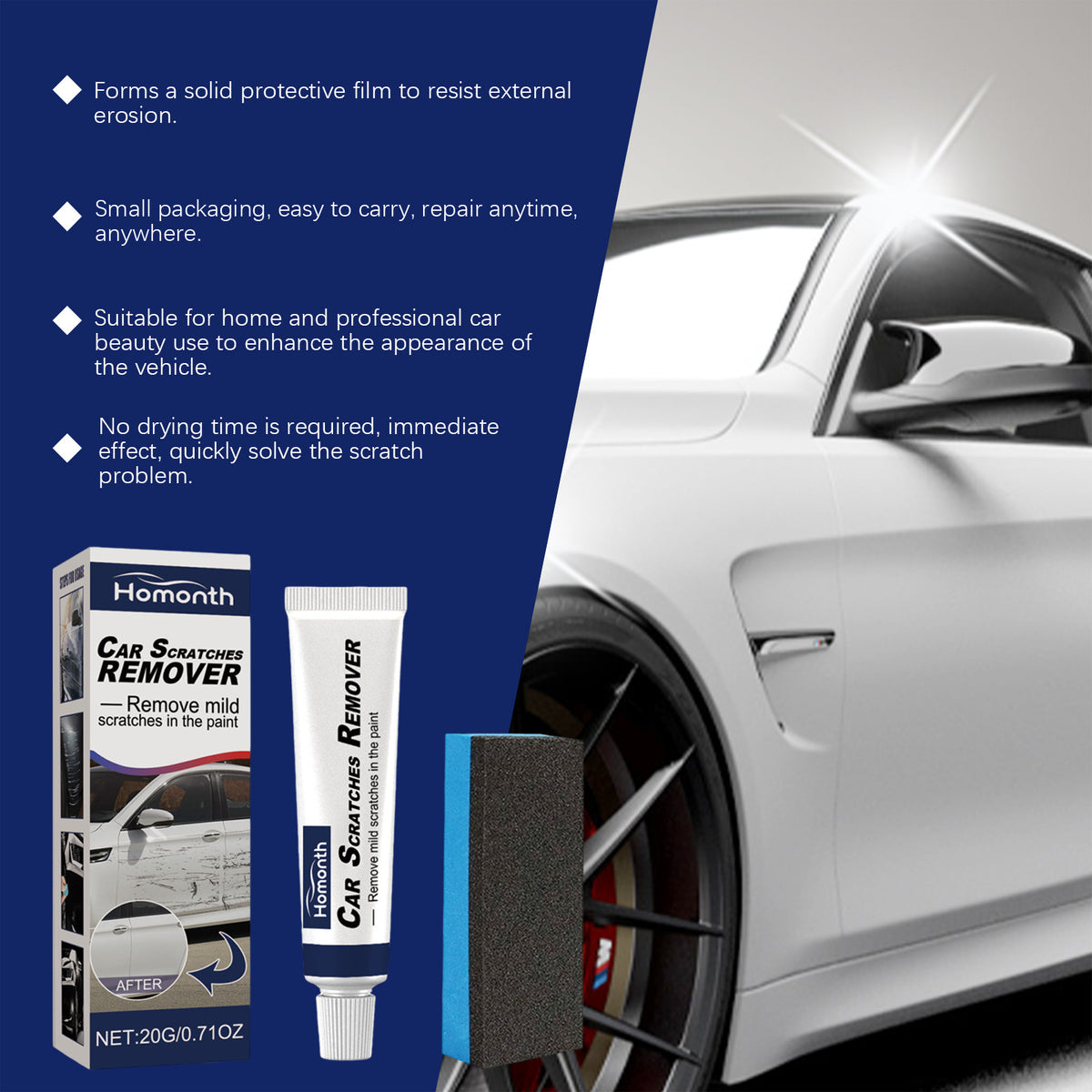 Car scratch repair cream and applicator, view 8