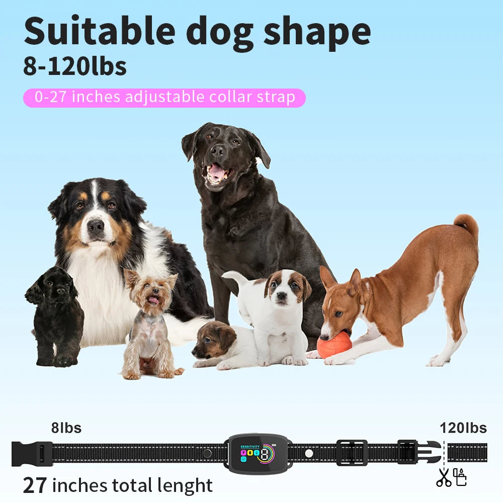 Adjustable strap sizing guide for the automatic dog bark collar