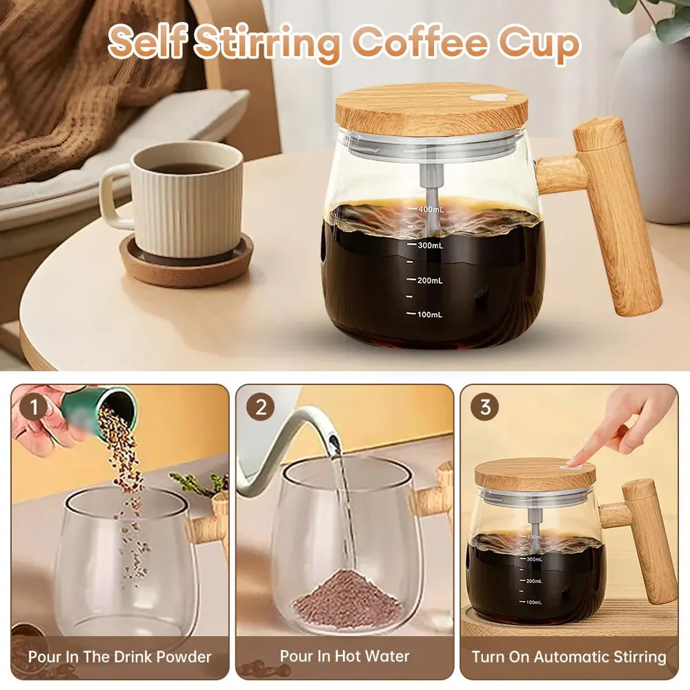 400 ml battery self-stirring glass mug, view 6