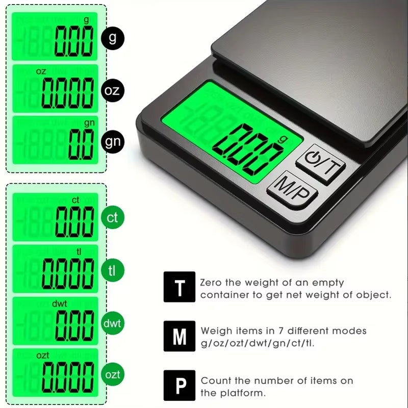 Digital pocket scale with backlit LCD display, view 4