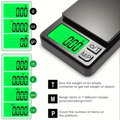 Digital pocket scale with backlit LCD display, view 4
