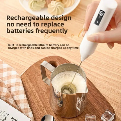 Wireless Milk Frother Electric Type-C Handheld Blender Stainless Steel Mini Coffee Maker Whisk Mixer For Coffee Cappuccino Cream